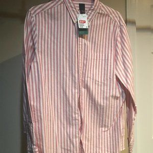 Men's Casual Button-Down Shirt. H&M Conscious US Large Red/White Stripe